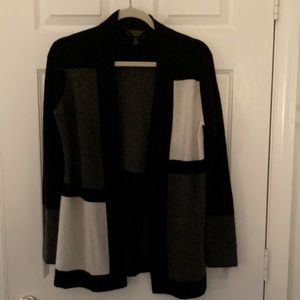 Color-block Cashmere Open-front Cardigan, size petite Medium